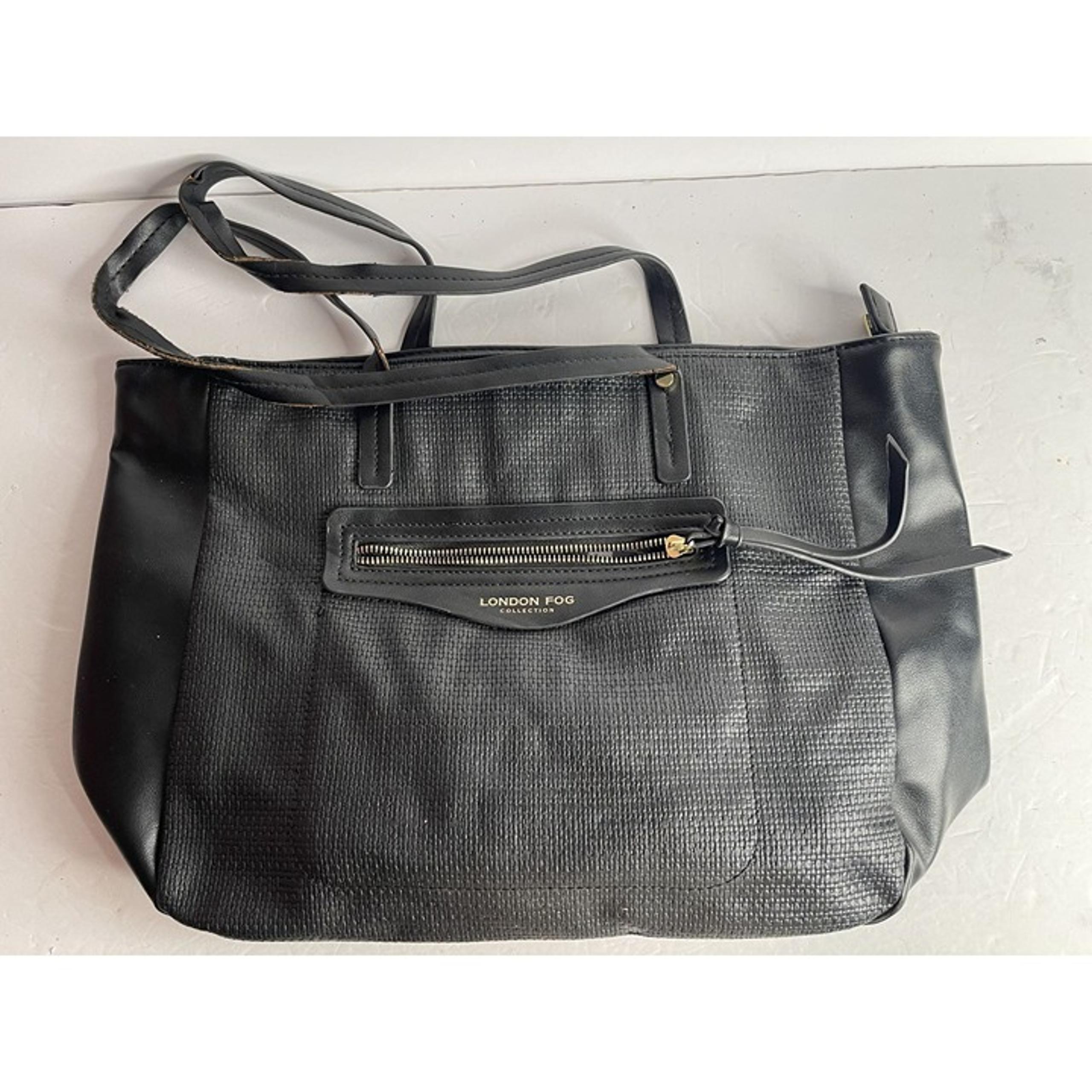 Black Shoulder Bag, Black Leather Bag - London Fog