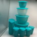 Tupperware Set 4 Bowl & Jug (4) Tumbler Turquoise Color