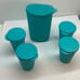 Tupperware Set 4 Bowl & Jug (4) Tumbler Turquoise Color