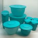 Tupperware Set 4 Bowl & Jug (4) Tumbler Turquoise Color