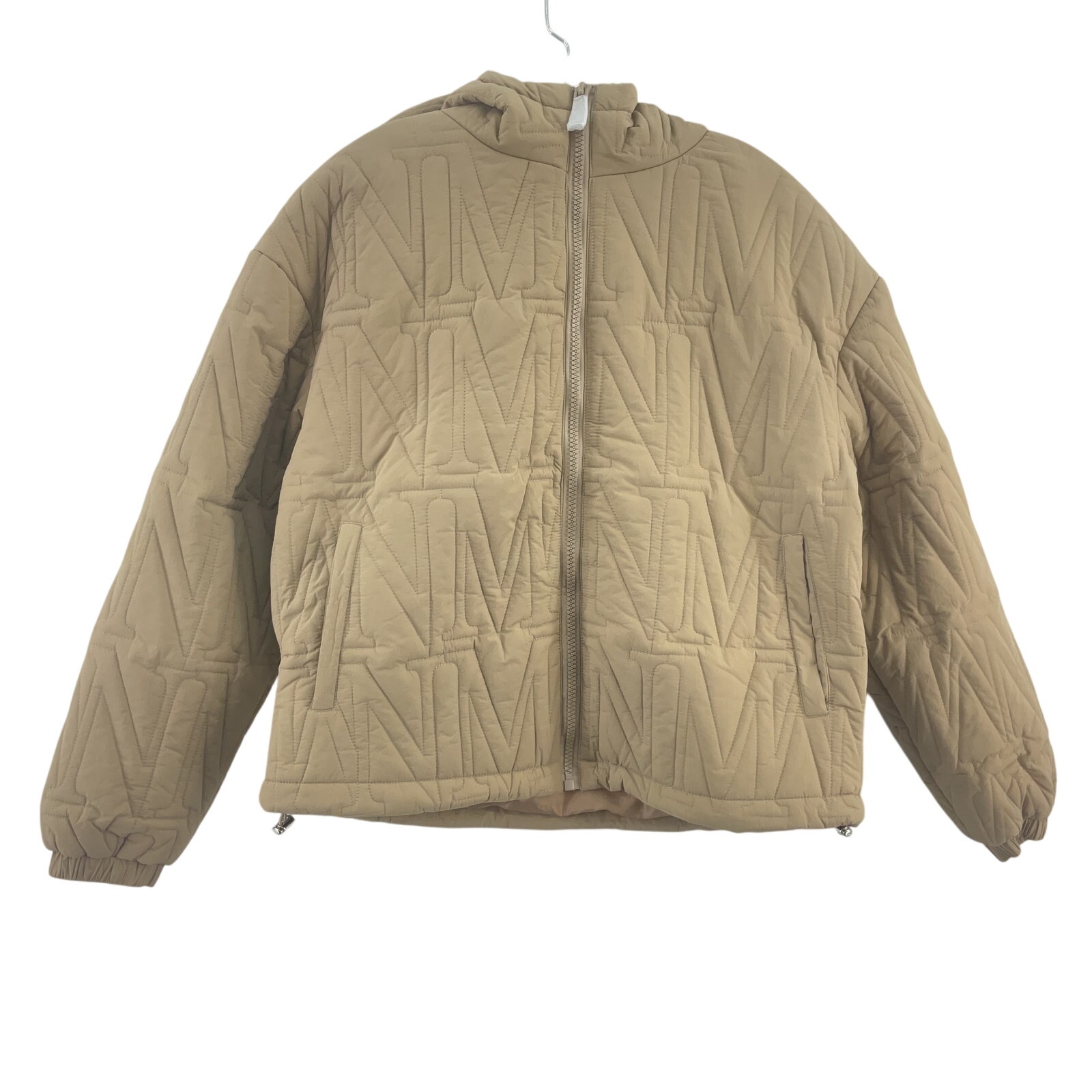 Boohoo Men's Size Small Beige Quilted Zip-Up Hooded Jacket NWT