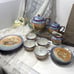 Rare Vintage Hand-Painted Luster Tea Set With Floral Design & Gold Trim 19 pc