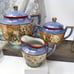Rare Vintage Hand-Painted Luster Tea Set With Floral Design & Gold Trim 19 pc