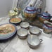 Rare Vintage Hand-Painted Luster Tea Set With Floral Design & Gold Trim 19 pc