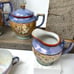 Rare Vintage Hand-Painted Luster Tea Set With Floral Design & Gold Trim 19 pc