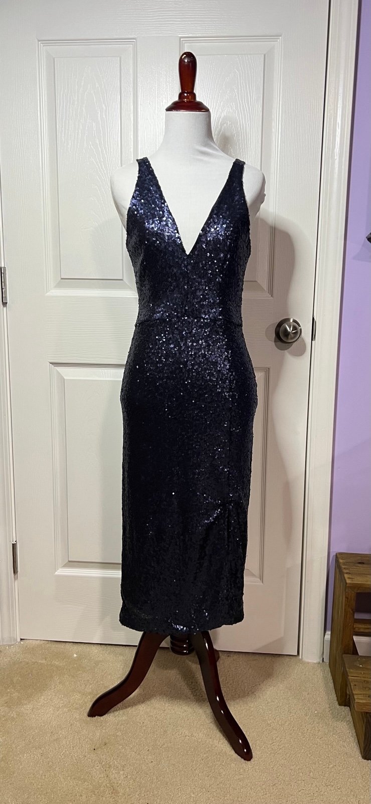 PinkBlush Size M Navy Blue Sequin Special Event Dress
