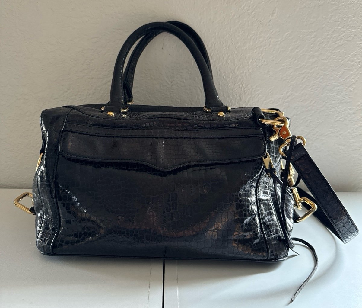 Rebecca Minkoff Leather black Croc Print Y2K