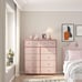 12 Drawers Girls Dressers for Bedroom Pink Chest of Drawers with Wood Top