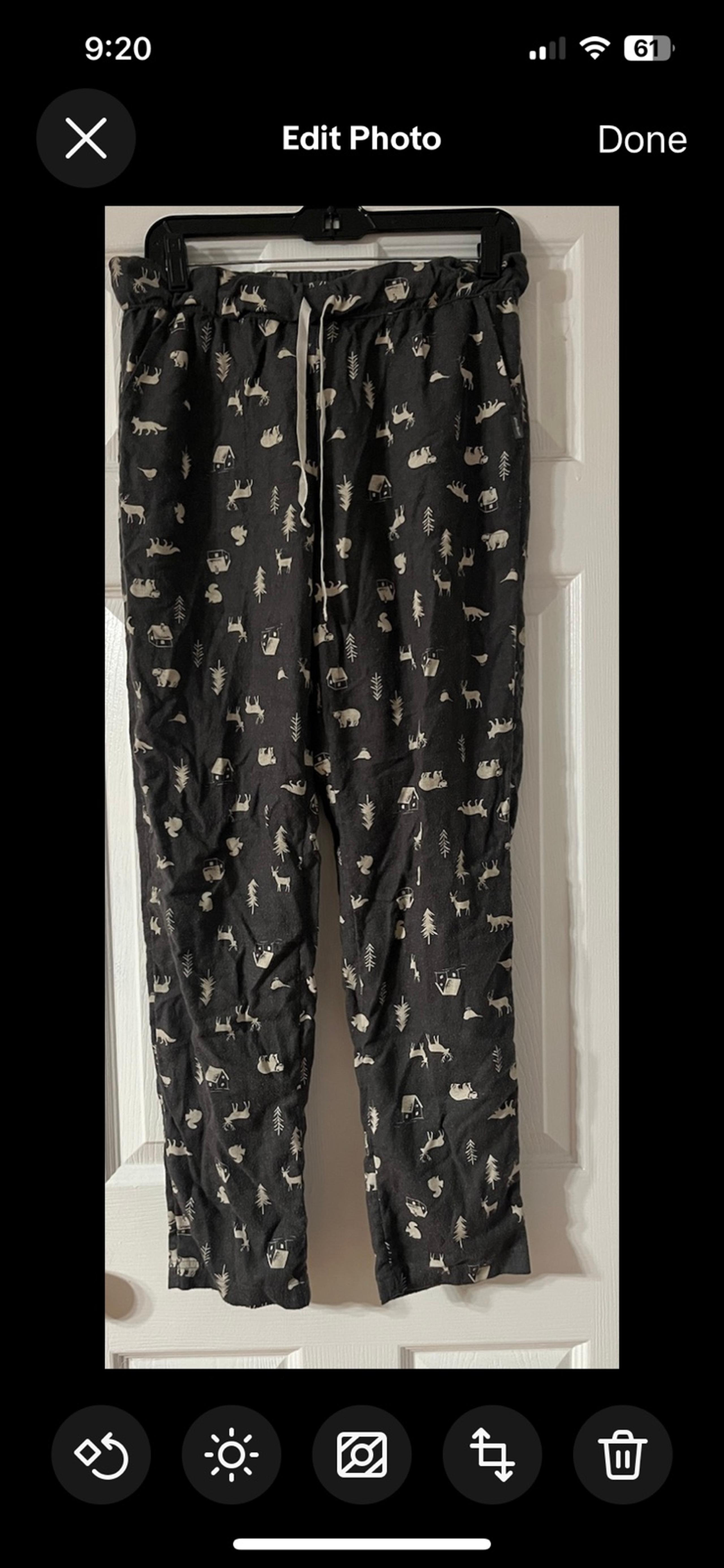 Eddie Bauer Pajama Pants Outdoors Moose bear Woods Print Women’s  Size Small gra