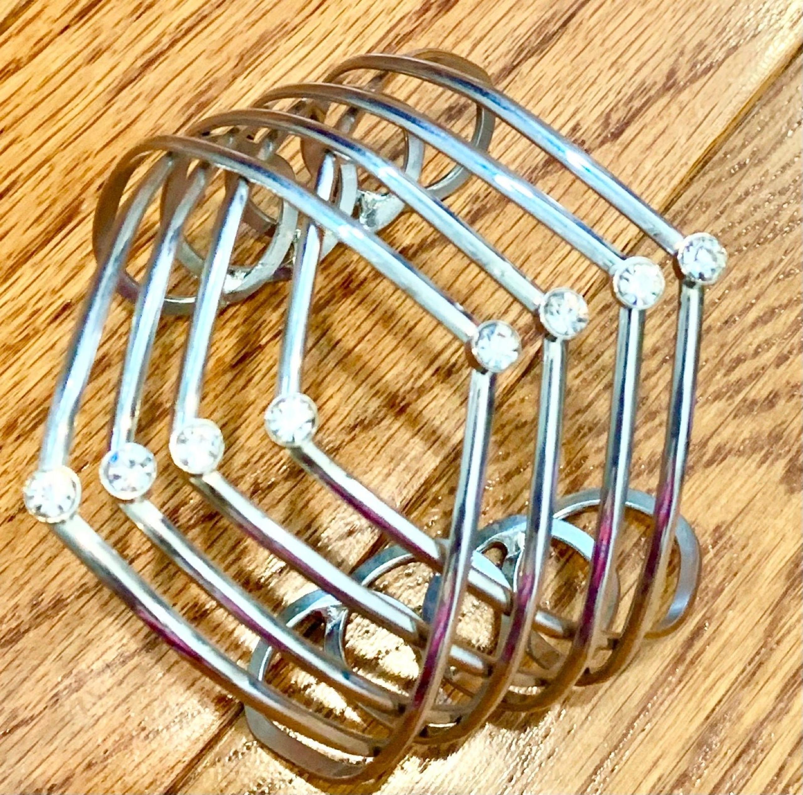 Charlotte Russe silver Criss Cross Rhinestone Multi Layered Open Cuff Bracelet