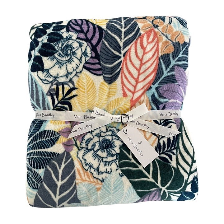 Vera Bradley Palm Floral Oversized Plush Throw Blanket 94” x 66”
