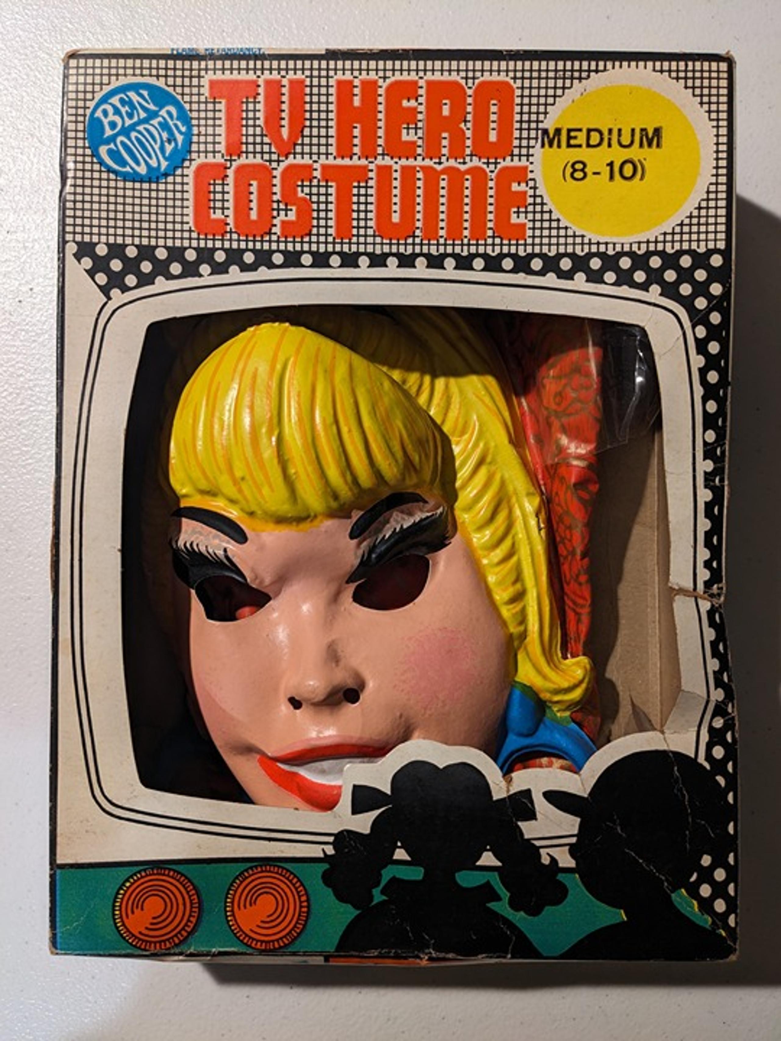 Vintage 1973 TV Hero Costume Medium 8-10 Jeannie Ben Cooper Halloween Mask