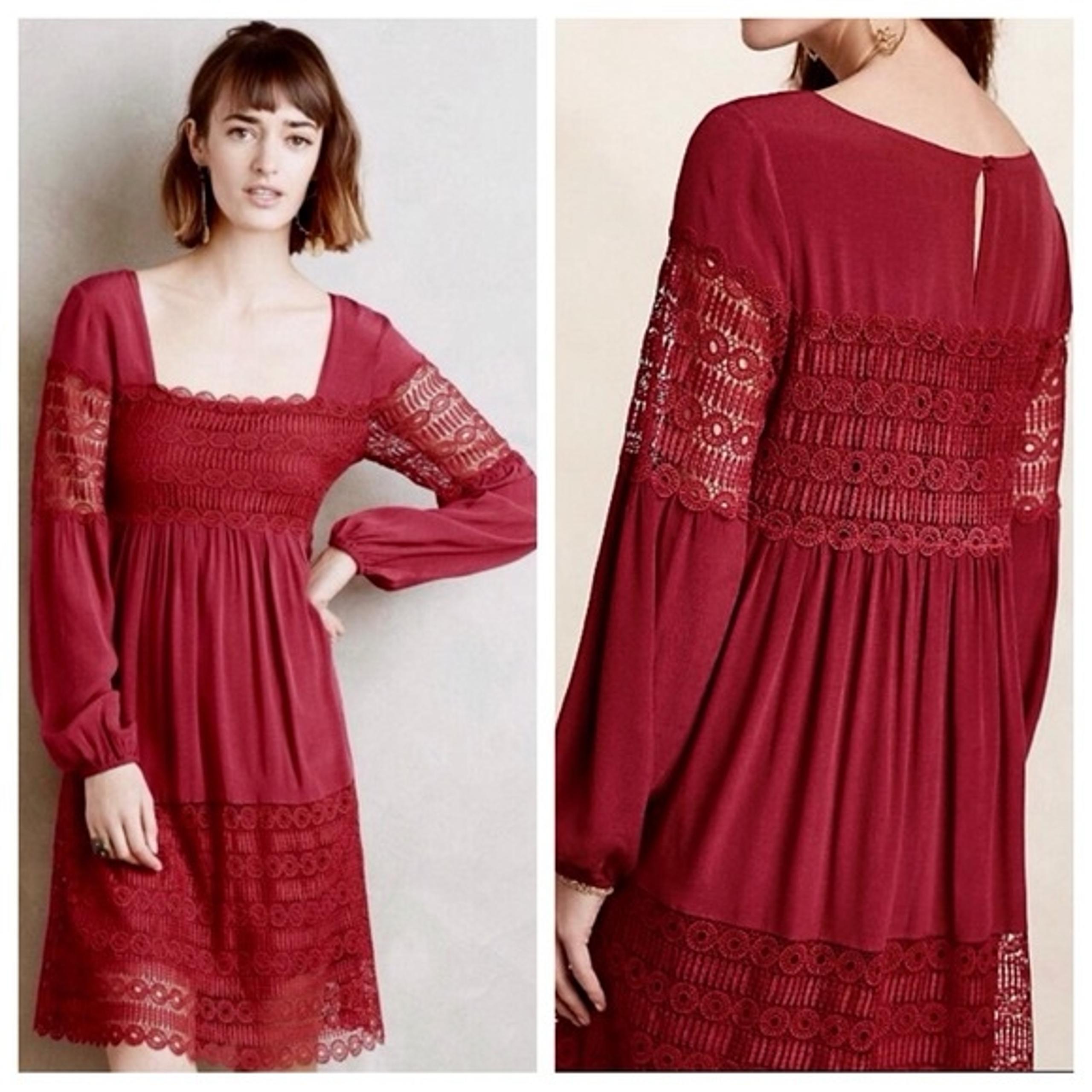 Anthropologie Floreat Aveline Wine Dress size 4