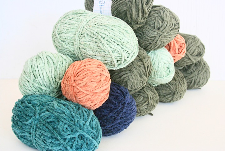 Vintage cotton chenille yarn lot Belgium olive green sea foam teal navy 1 lb 5 o