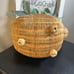 Mid 20th Century Vintage Wicker Woven Duck Motif Basket With Handle