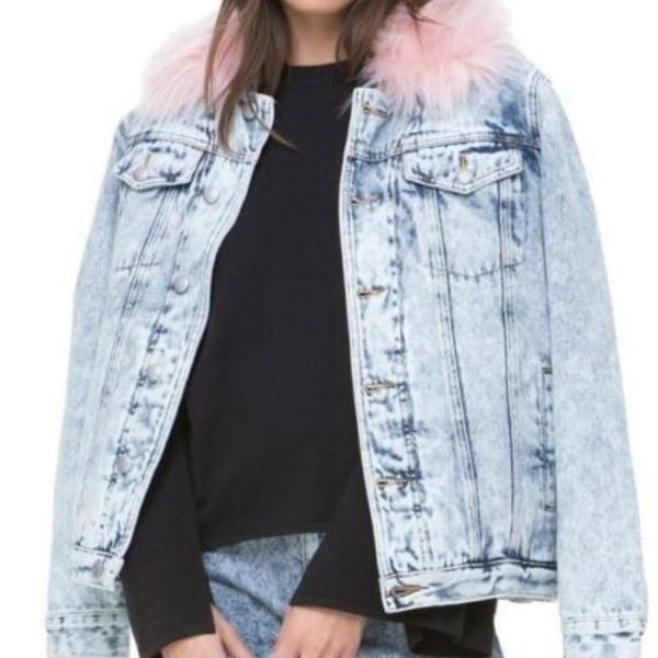 Juicy Couture Demin and Faux pink Fur Jacket