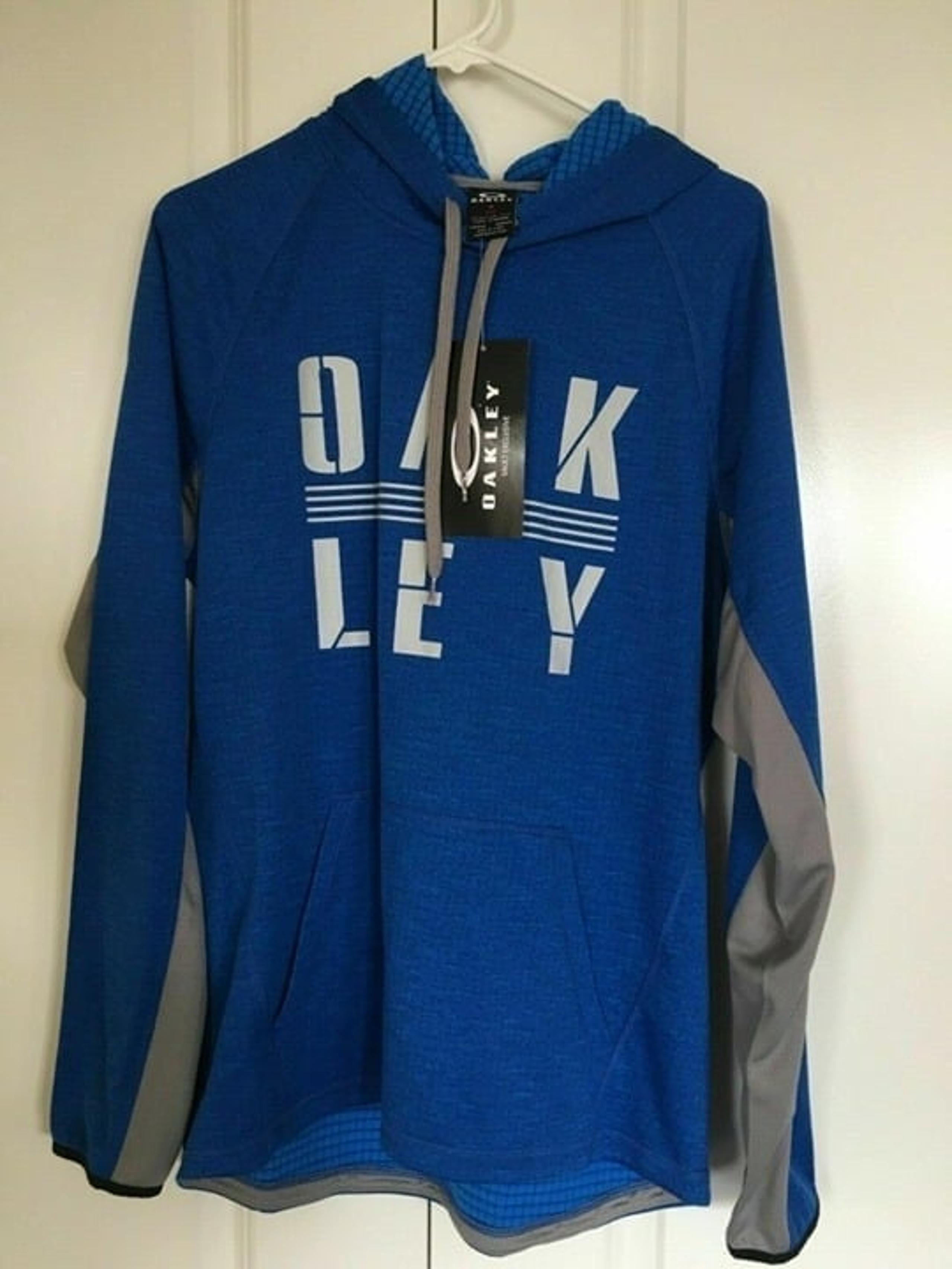 NEW Men's Long Sleeve Hooded Shirt Hoodie Size M Medium Blue Gray Hoody - Oakley