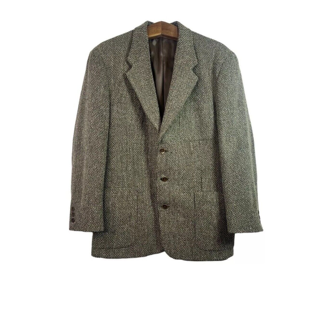 Vintage The Territory Ahead Brown Knit Mens Blazer Jacket Size 42R Wool Blend