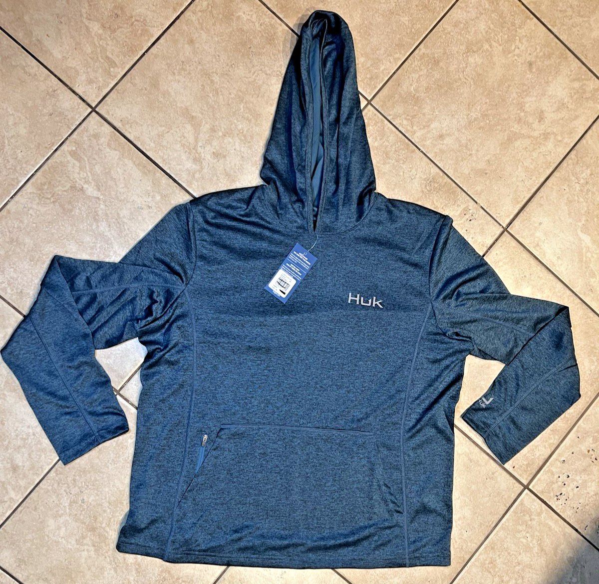 Huk Hoodie Womens XL Blue Coldfront Performance Fishing Shirt Sweater sweatshirt