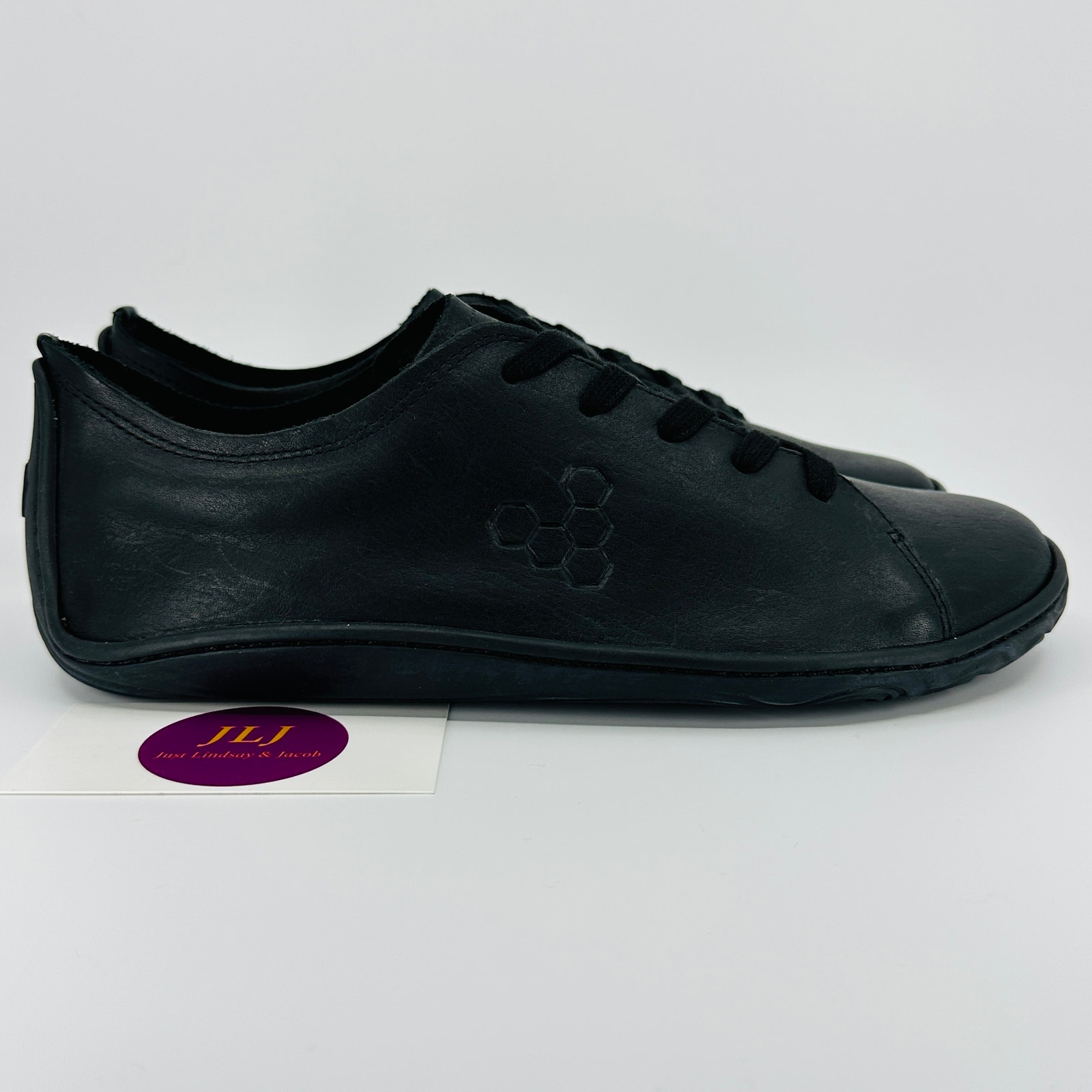 Vivobarefoot Women's Addis Black Leather Barefoot Sneakers Size 40 EU/ 9 US