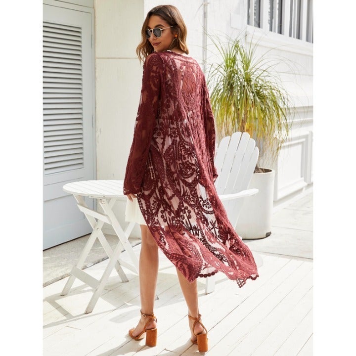 Cardigan Cover-ups Women lace Beachwear lace over up