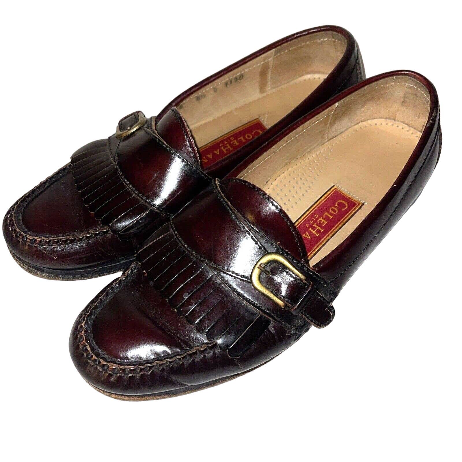 Cole Haan Buckle Kiltie Slip On Loafer Leather Cordovan Brown 8.5 D 3516