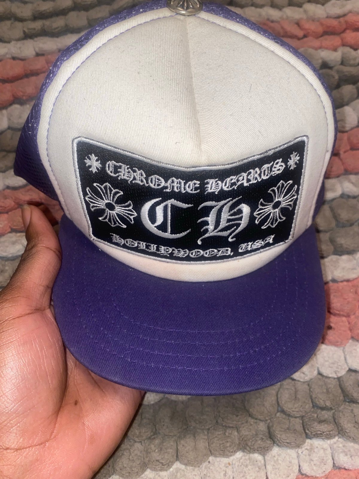 Chrome hearts purple cap