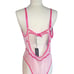Pretty Little Thing Plus Pink Contrast Embroidered Heart Lace Up Lingerie Bodysu