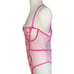 Pretty Little Thing Plus Pink Contrast Embroidered Heart Lace Up Lingerie Bodysu