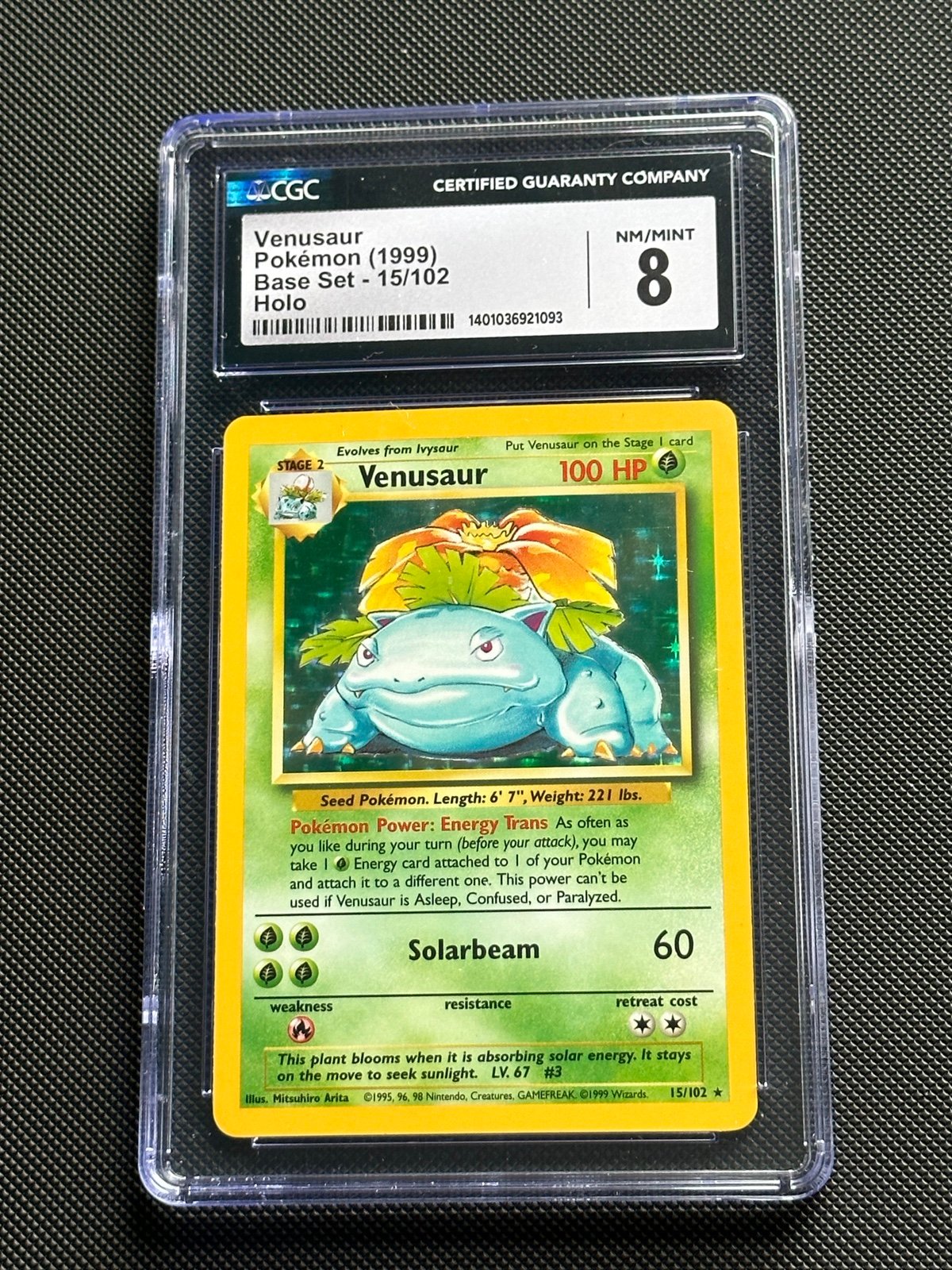 Pokemon CGC 8 Venusaur 15/102 Base Set Holo