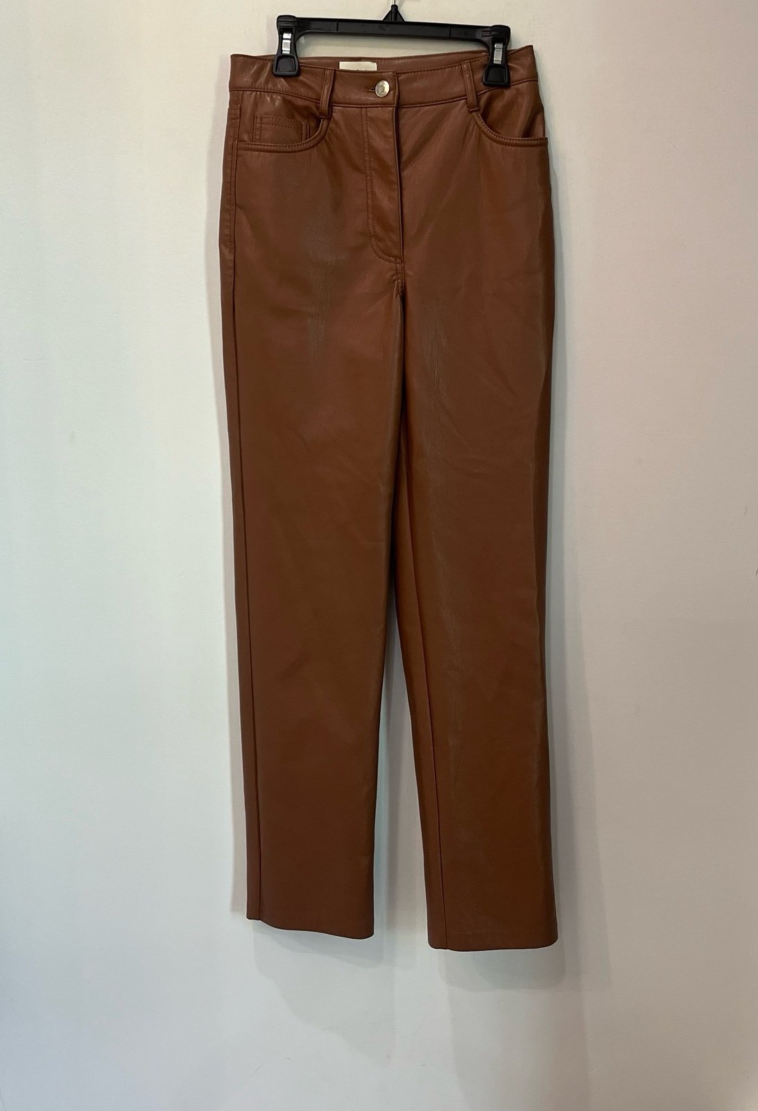 Artizia Wilfred The Melina Vegan Leather Pants Cognac Brown Womens Size 0.