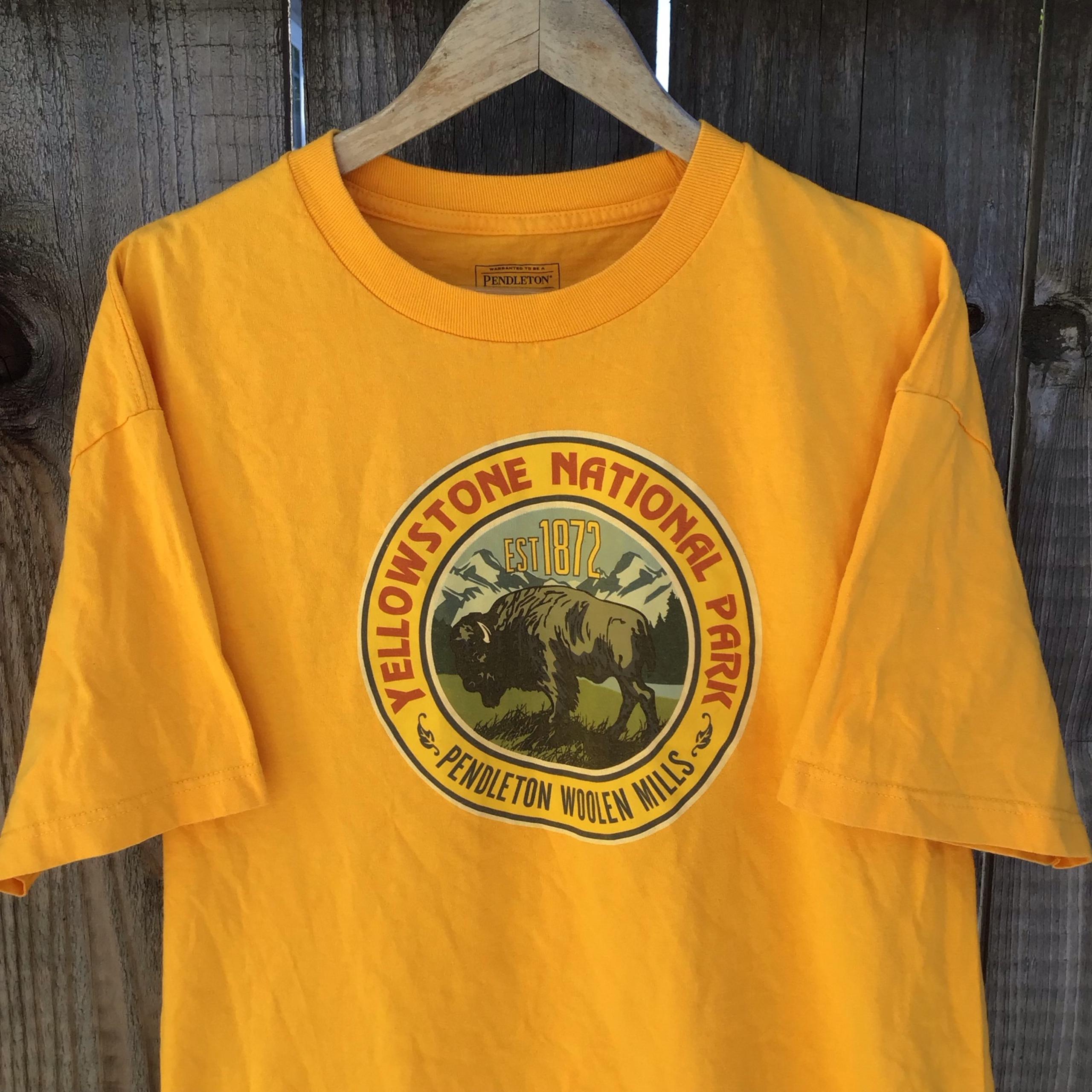 Pendleton mills Yellowstone national park t shirt mens large yellow short sleeve