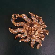 Kirks Folly Sun Brooch with Aurora Borealis Crystals Gold Tone 1.75 inch Wide