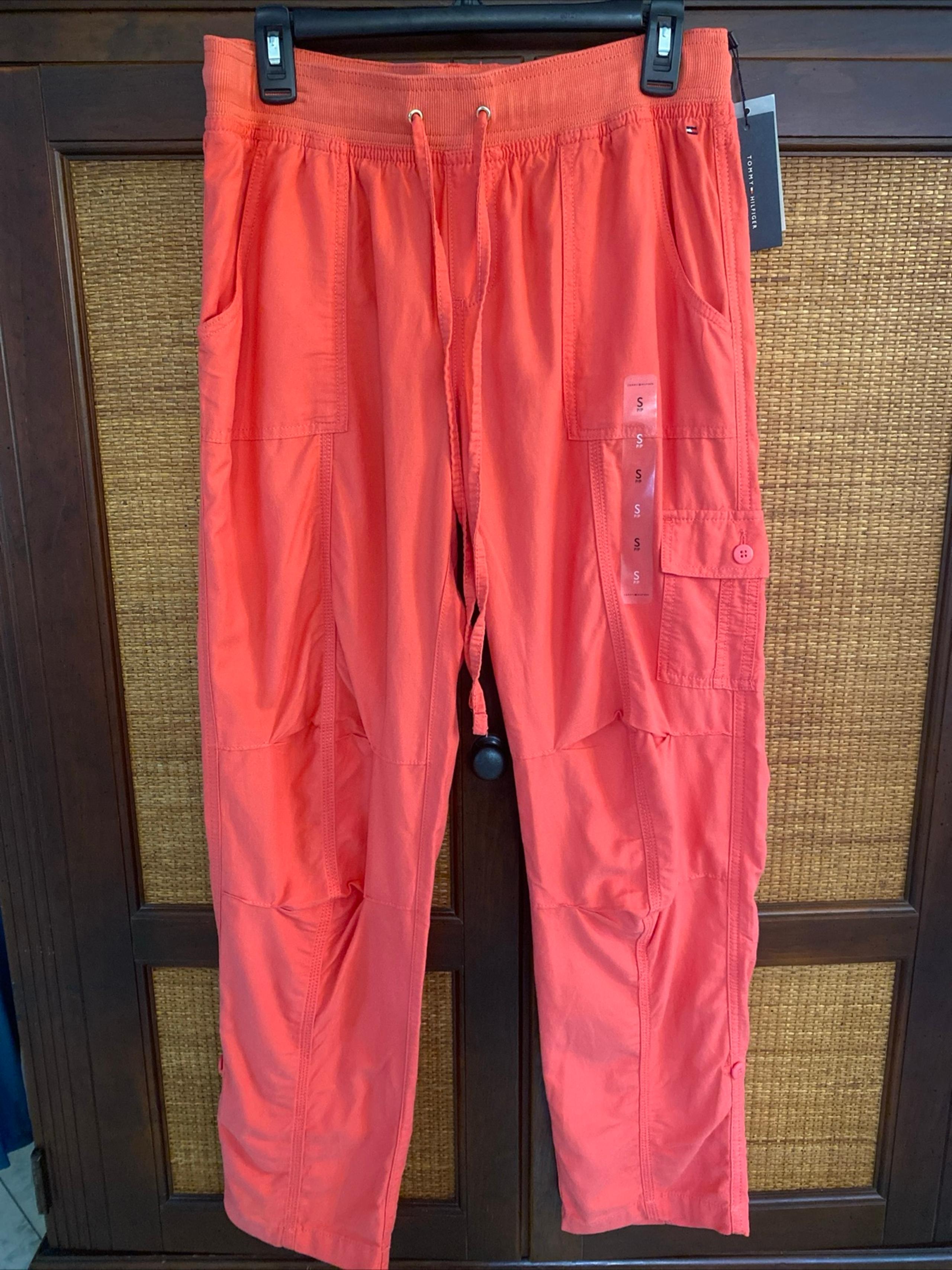 NWT! Women’s Tommy Hilfiker (S) Orange Cargo Pants. MSRP $79.50.