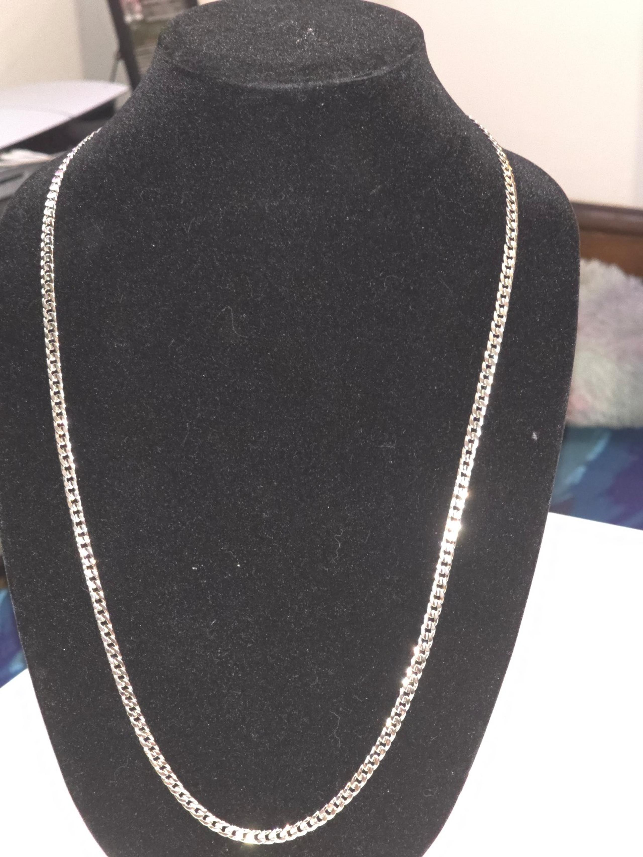 5MM Silver Cuban Chain 30in long & Rhodium Coated