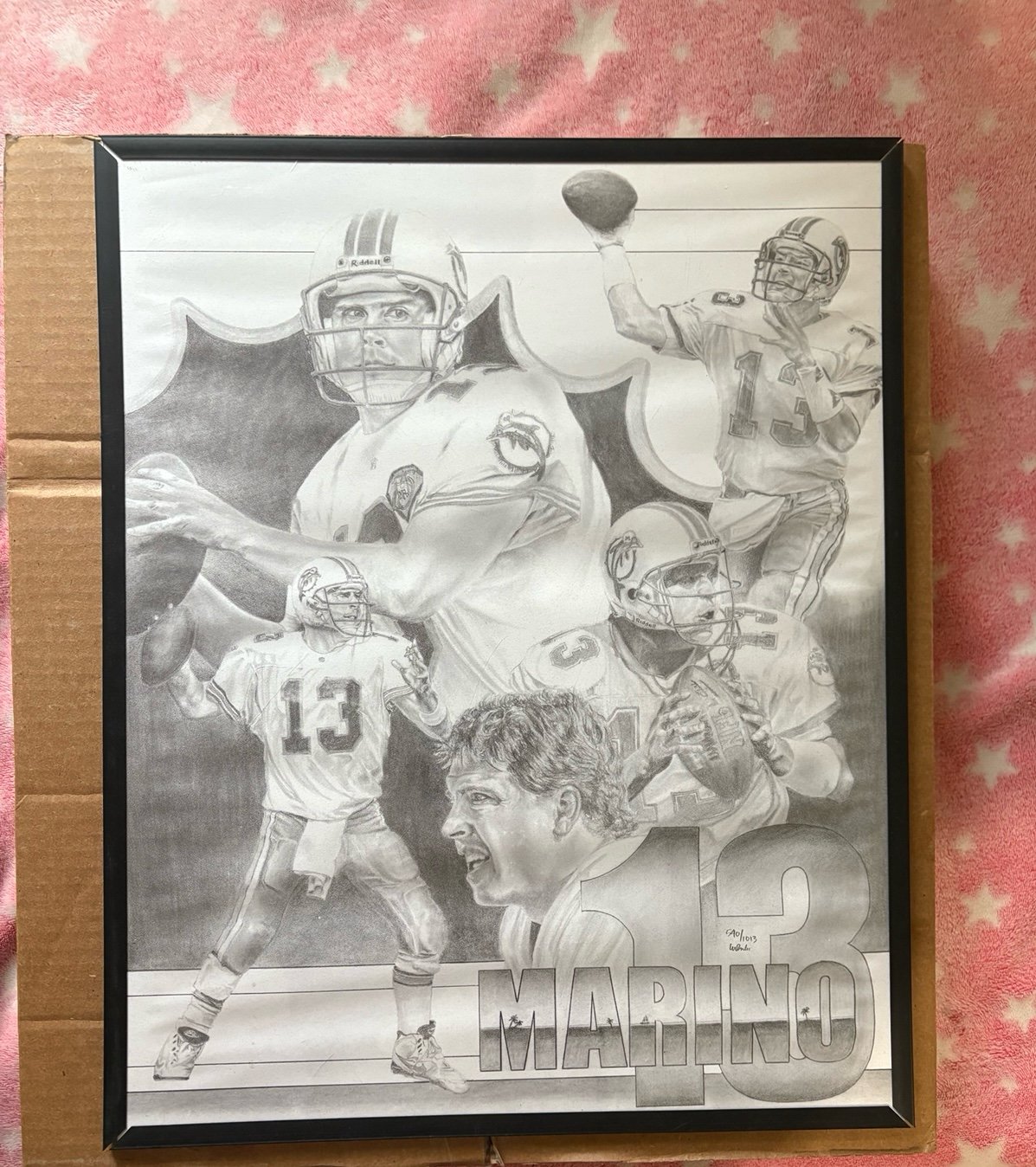 Limited Edition Dan Marino Hand Drawn Artwork 540/1013