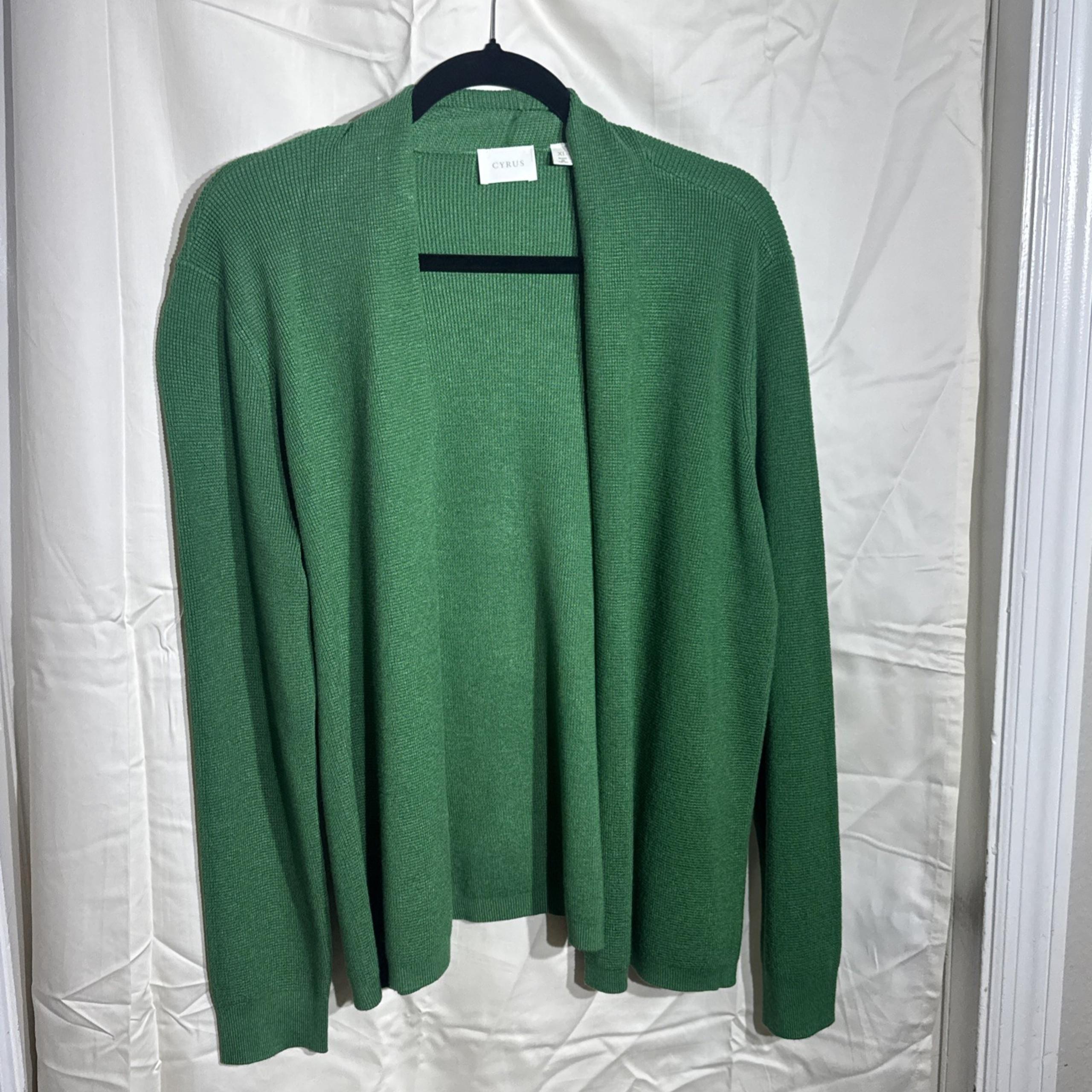 Cyrus Woman's Green Ribbed Knit Cardigan Sweater Size XL NWT Long Sleeve New