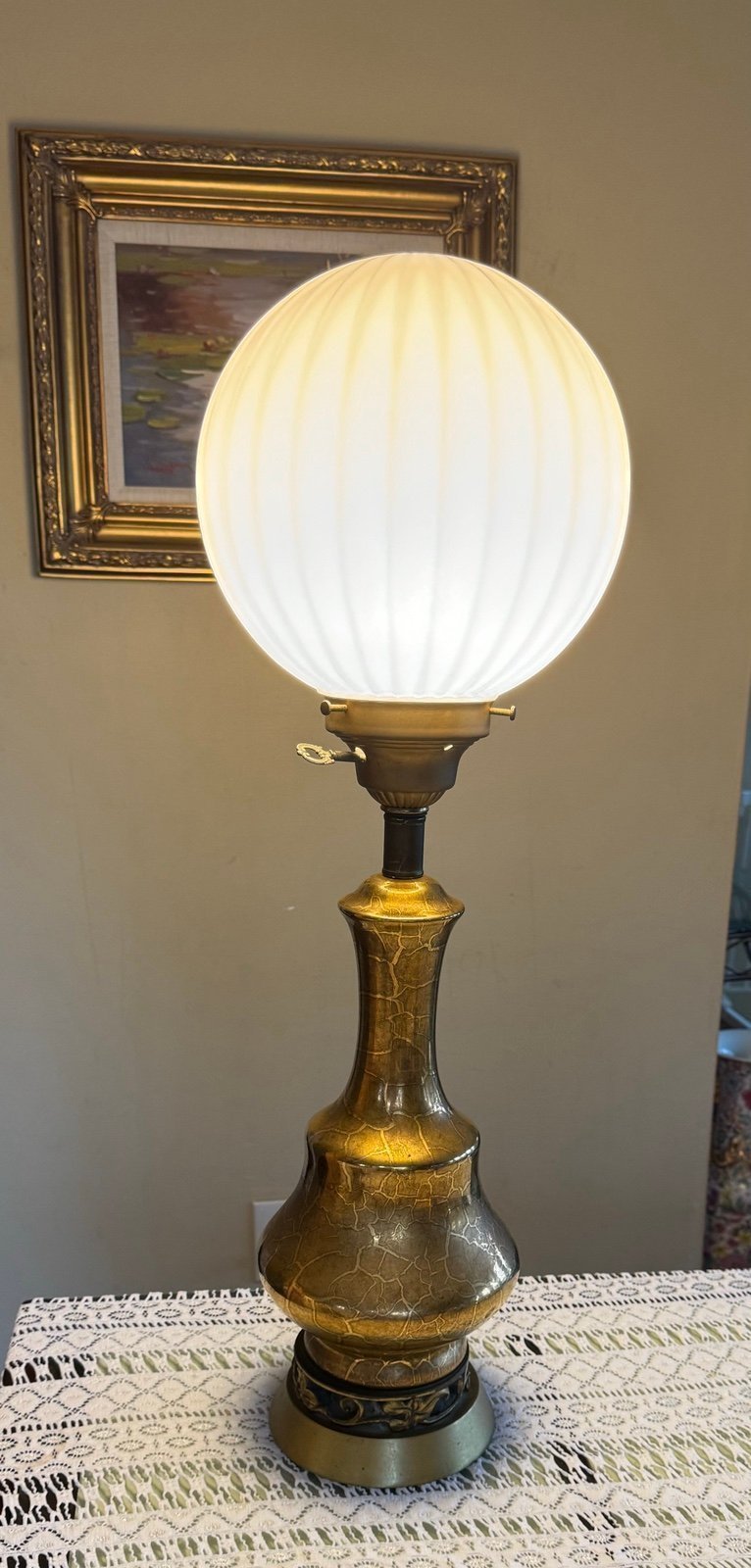 Art Deco Hollywood Regency Globe Table Lamp