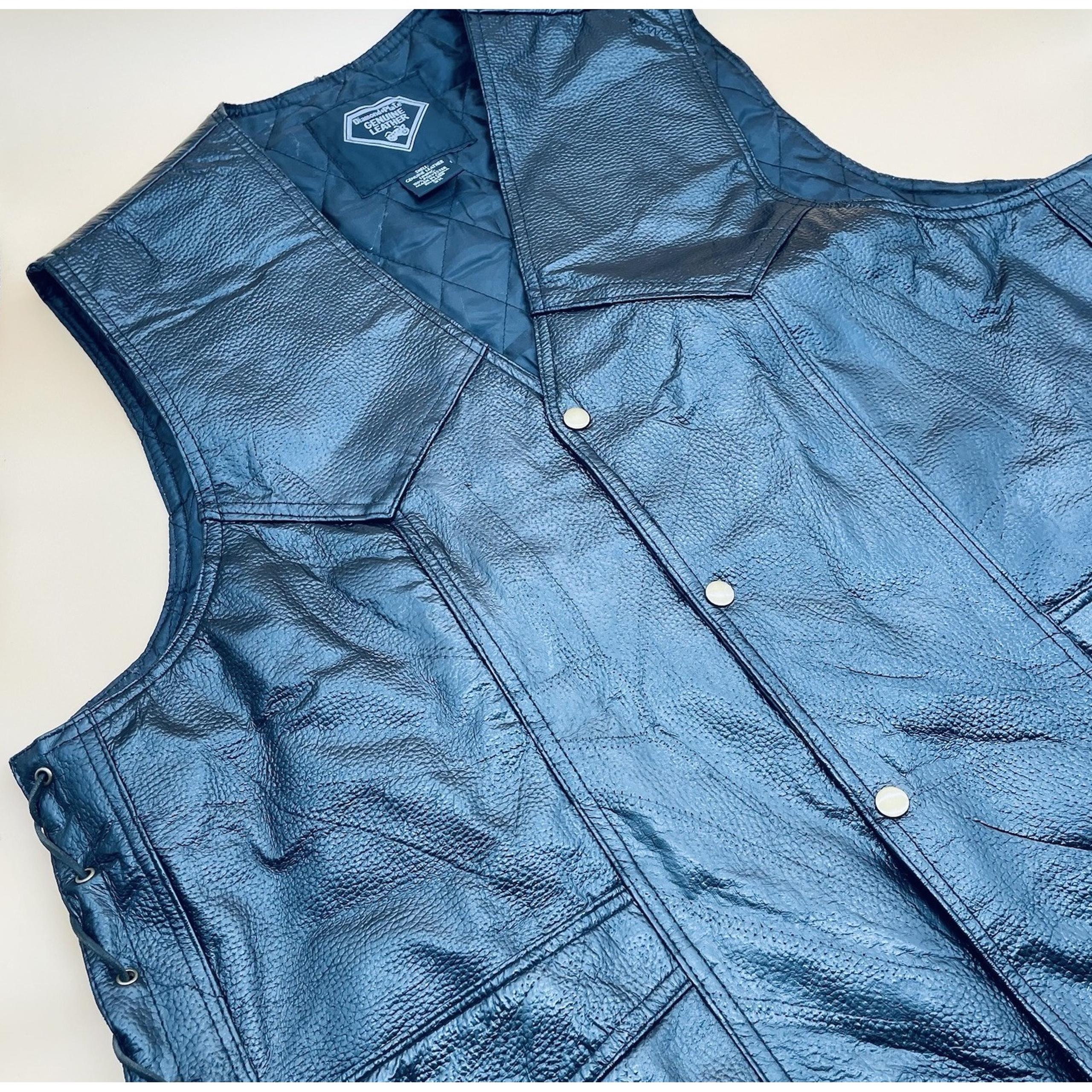 Diamond Leather Mens Biker Vest Size 3XL -XXL Motorcycle US Marines Pockets