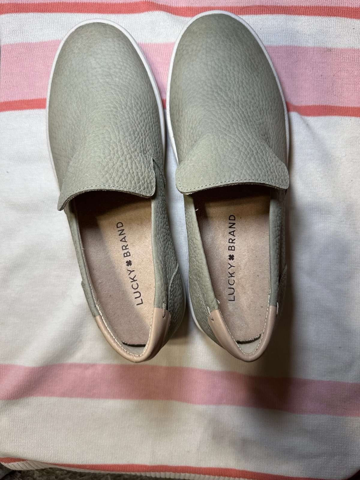 Lucky Brand Hadie Sz 6 MWomen's Leather Sneakers Slip-On Shoes Seagrass