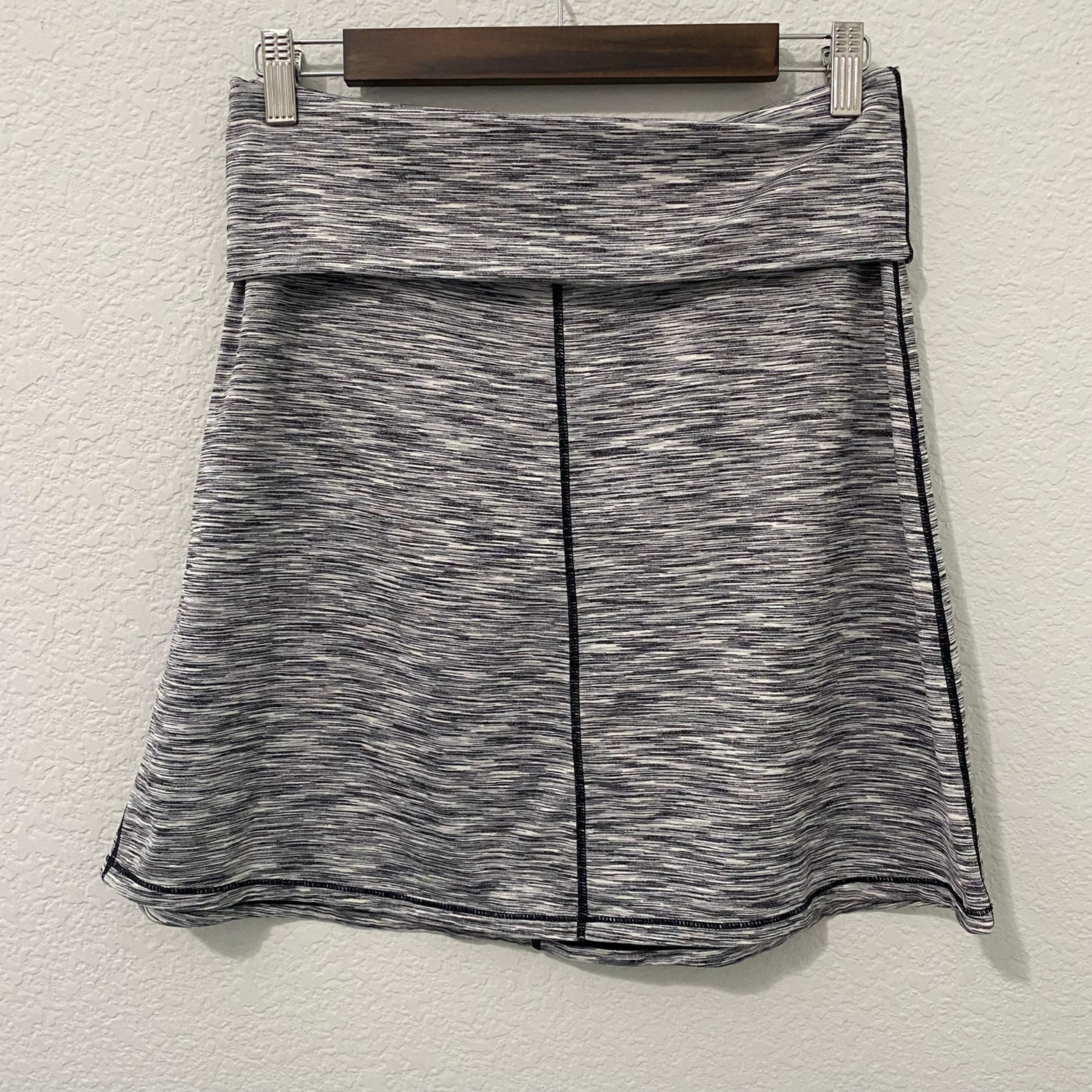 PrAna Athletic Skirt Womens Size S Fold-Over Gray Black Tactel Blend