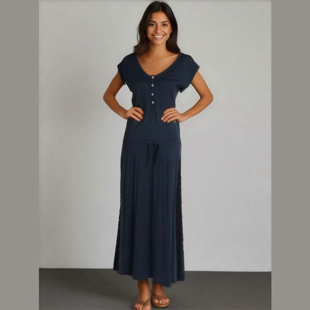 Patagonia Necessity Henley Navy Blue Dress Organic Cotton Blend Size Medium