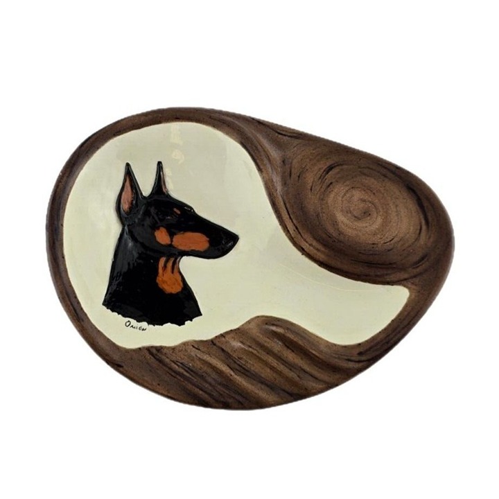 Vintage Art Ceramic Doberman Pincher Dog Ashtray Cigarette Cigar Desk Tobacco