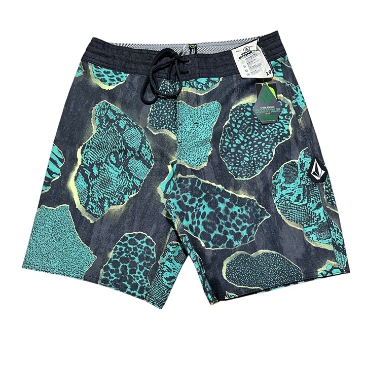 Volcom Mens Big Boys Size 28 Black Emerald Mashed Stoney Trunks Boardshorts NWT