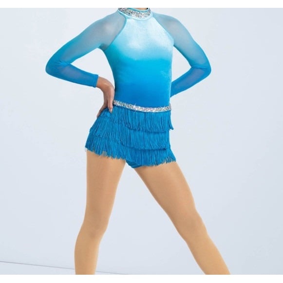 Girls Weissman Dance Recital Costume Blue Sparkle Sequin All The Ways CL Elsa