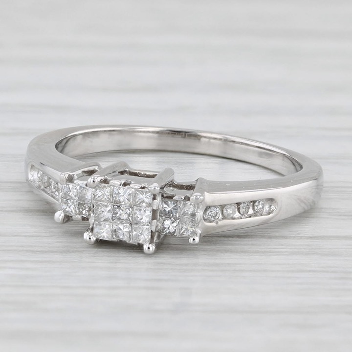 0.15ctw Princess Diamond Engagement Ring 10k White Gold Size 7.25