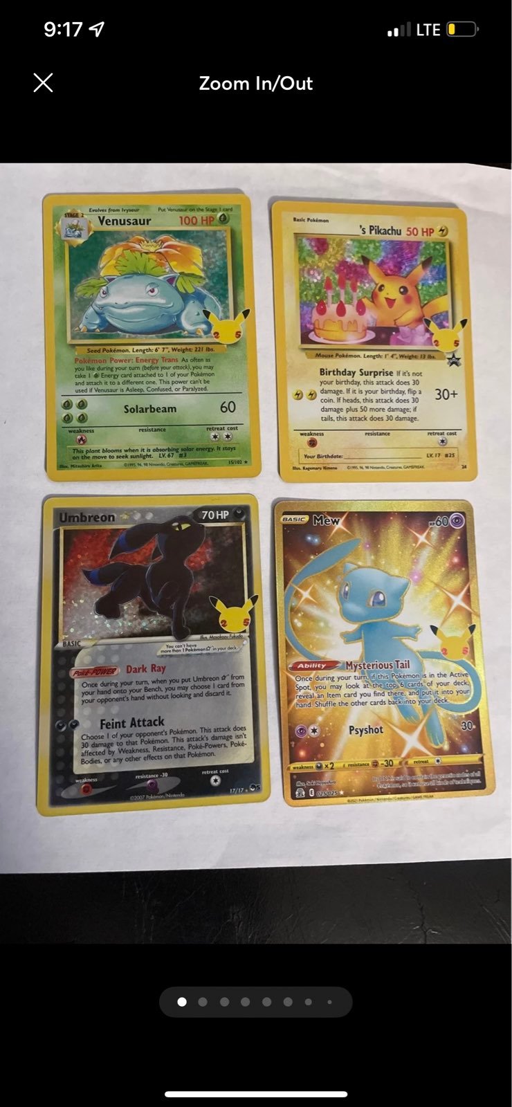 Pokemon Celebrations Lot Gold Mew Umbreon Venusaur Birthday Pikachu