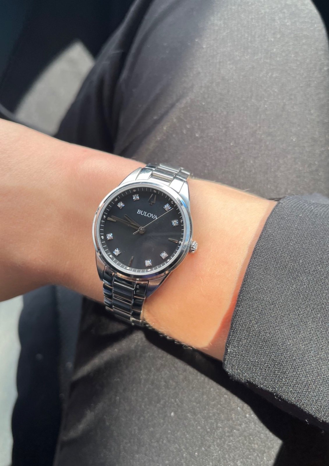 Sutton Black Mother-of-Pearl Diamond Watch, 32.5mm