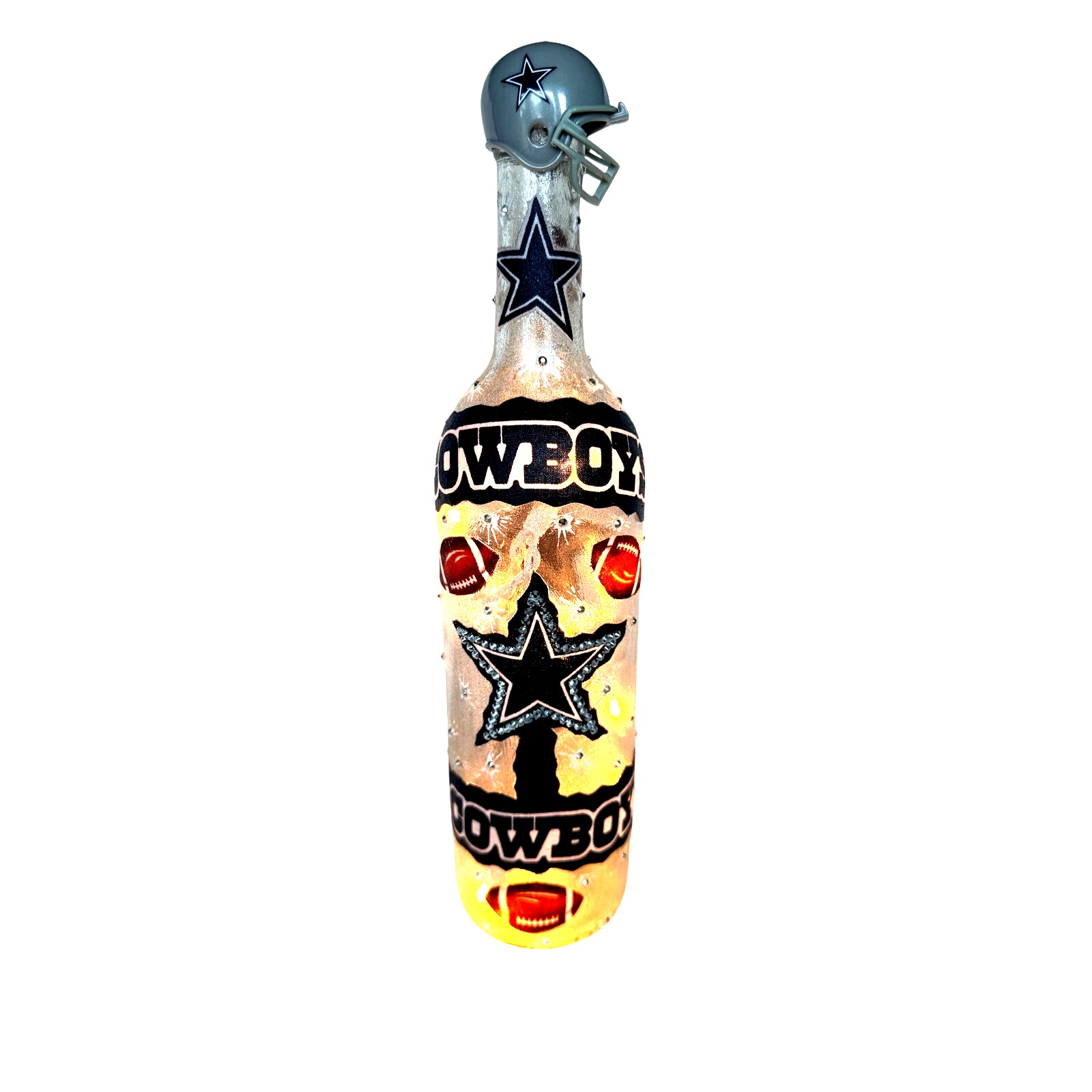 Dallas Cowboys NFL Designer Glass Bottle w/ Lights *Unique Gift Idea