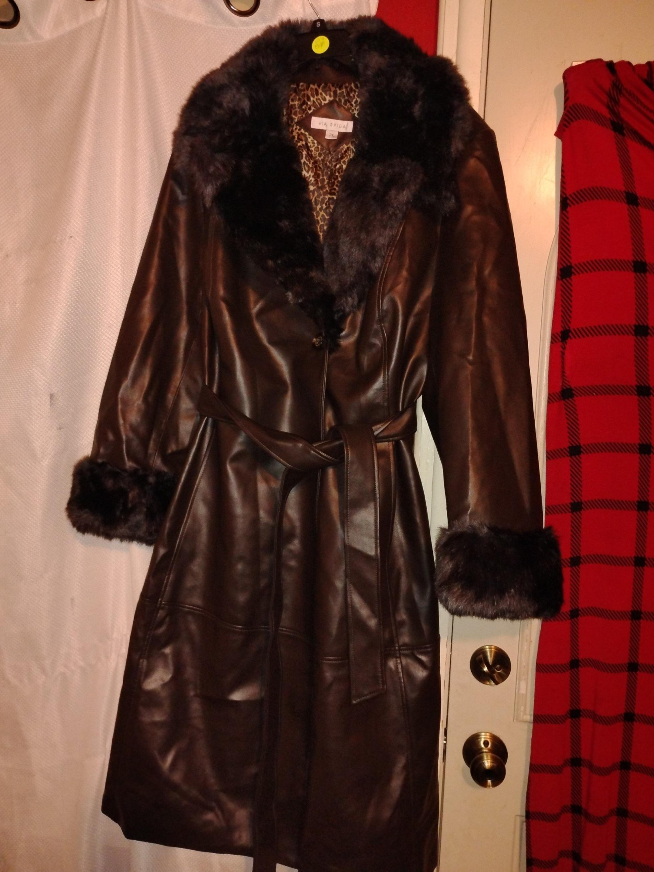 VIA SPIGA women faux leather faux fur trench 2X
